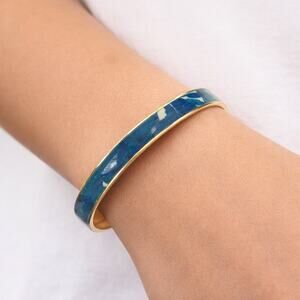 J. Crew Gold and Enamel Bangle Bracelet Blue